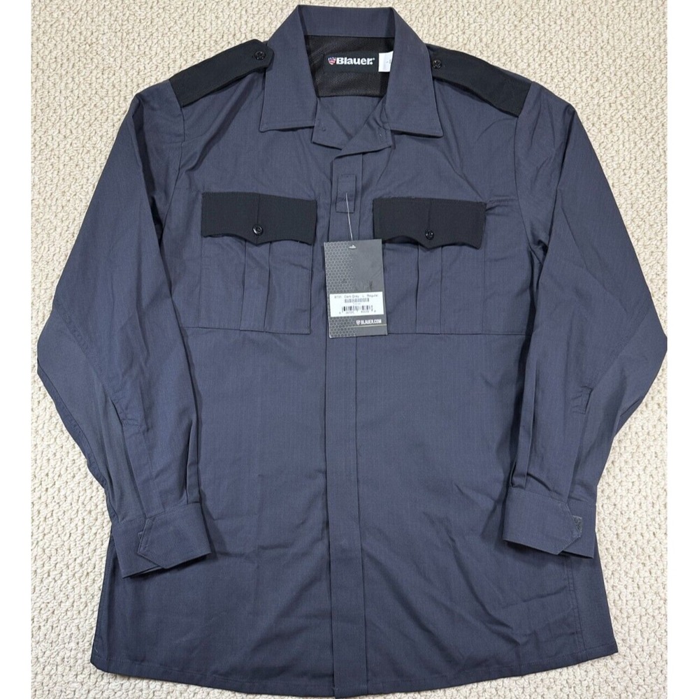 NEW Blauer Shirt Mens Large Reg Dark Gray 8731 TenX Long Sleeve BDU Zip/Snap